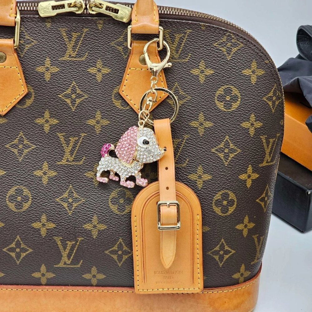Authentic Louis Vuitton Luggage Tag with Unbranded Puppy Keycharm, Keychain